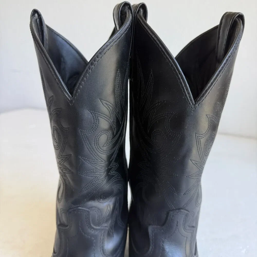 Men's Black Laredo Cowboy Boots 4240 Size 8.5D Lea Vamp Fox Western Point Toe